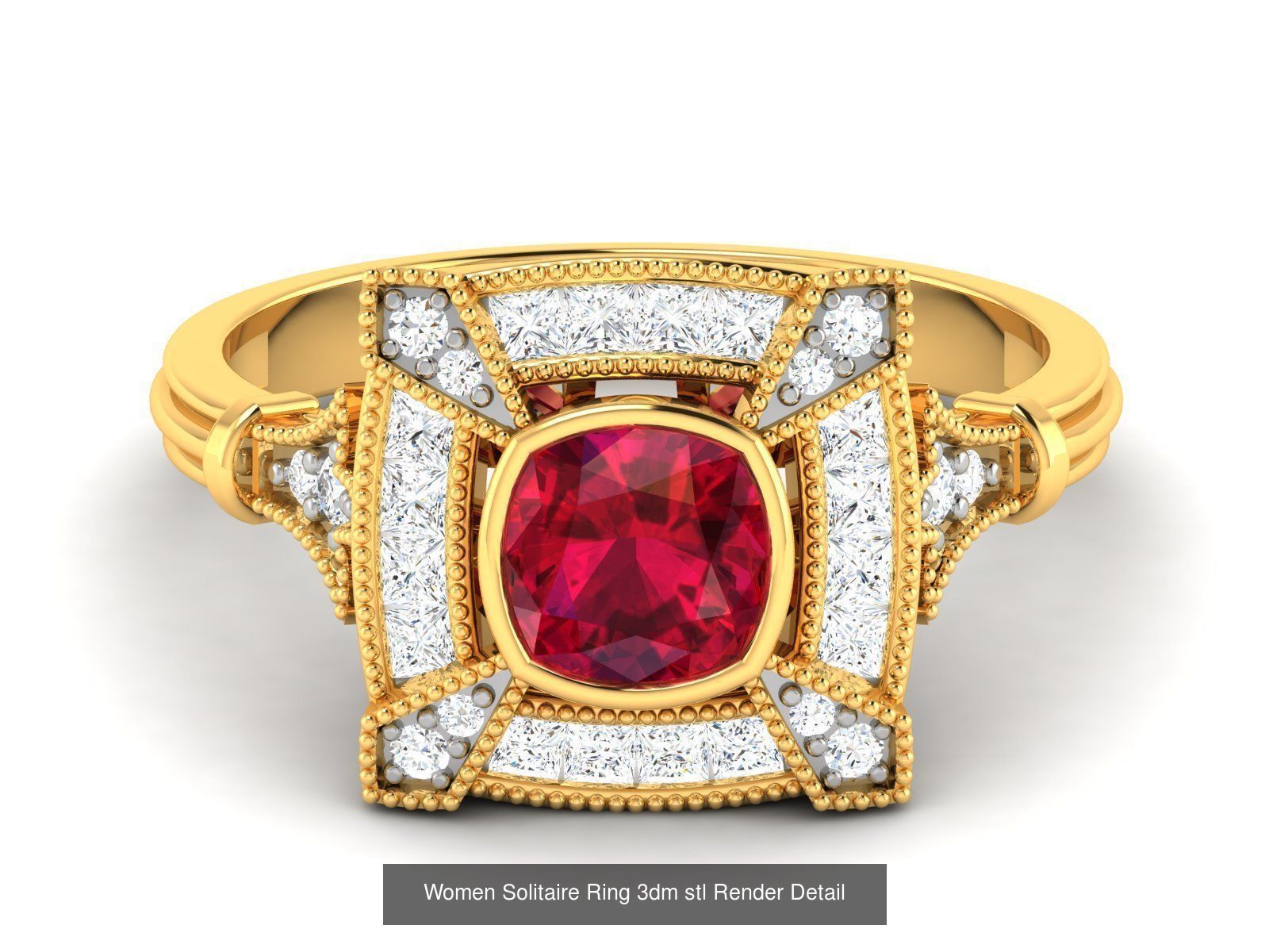 624 Colour Stones Rings 3dm STL OBJ FBX Details Collection _59