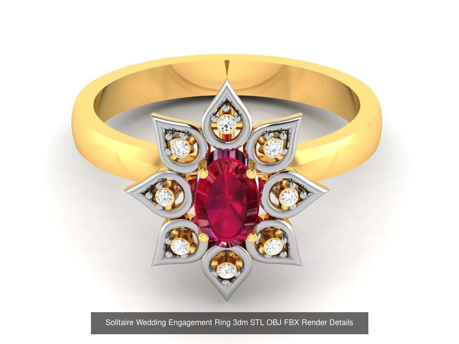 624 Colour Stones Rings 3dm STL OBJ FBX Details Collection _215