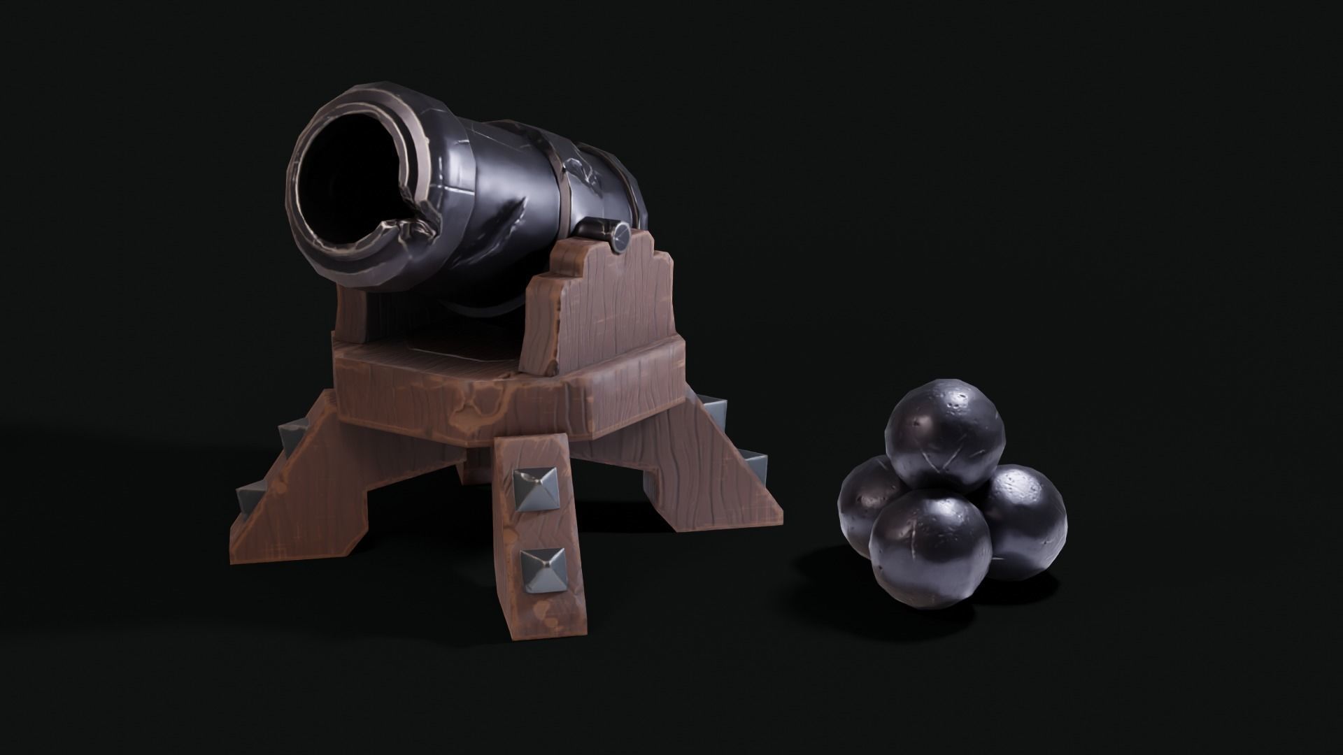 Stylized Cannon Low-poly 3D model_14
