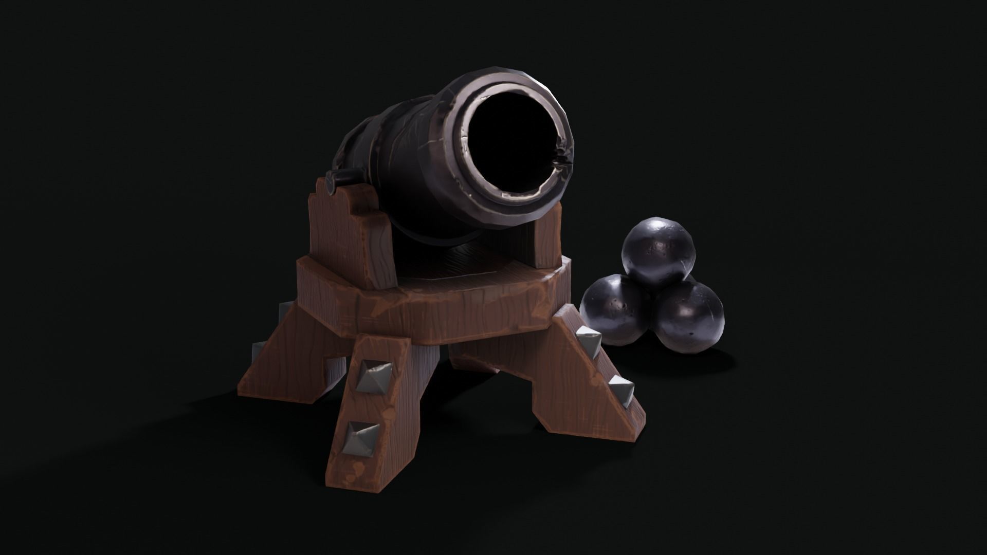 Stylized Cannon Low-poly 3D model_12