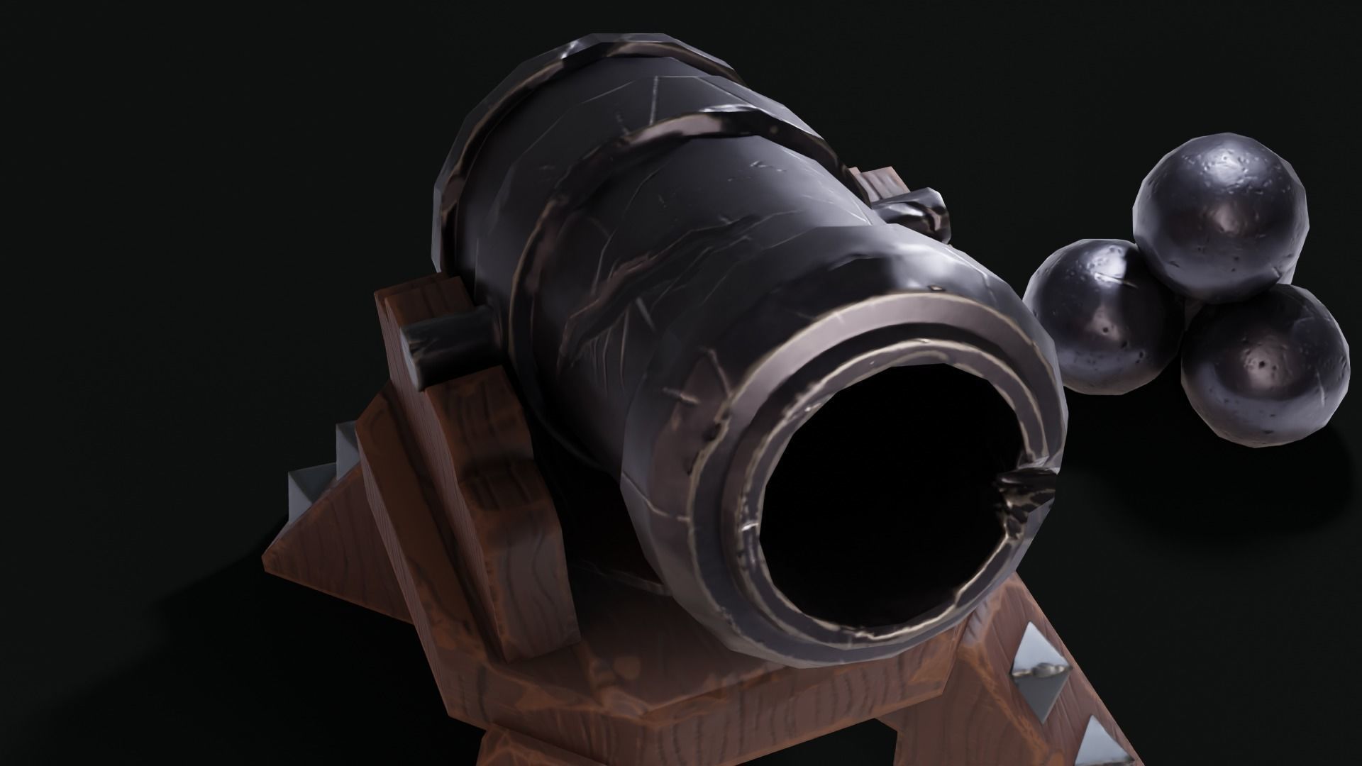 Stylized Cannon Low-poly 3D model_8