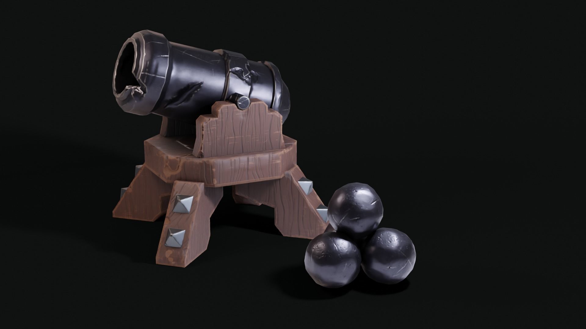 Stylized Cannon Low-poly 3D model_15