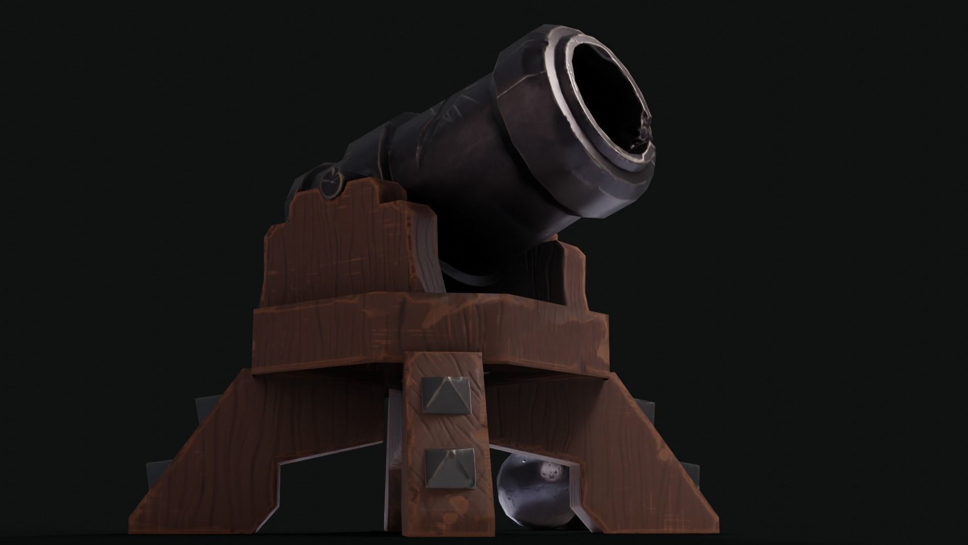 Stylized Cannon Low-poly 3D model_5