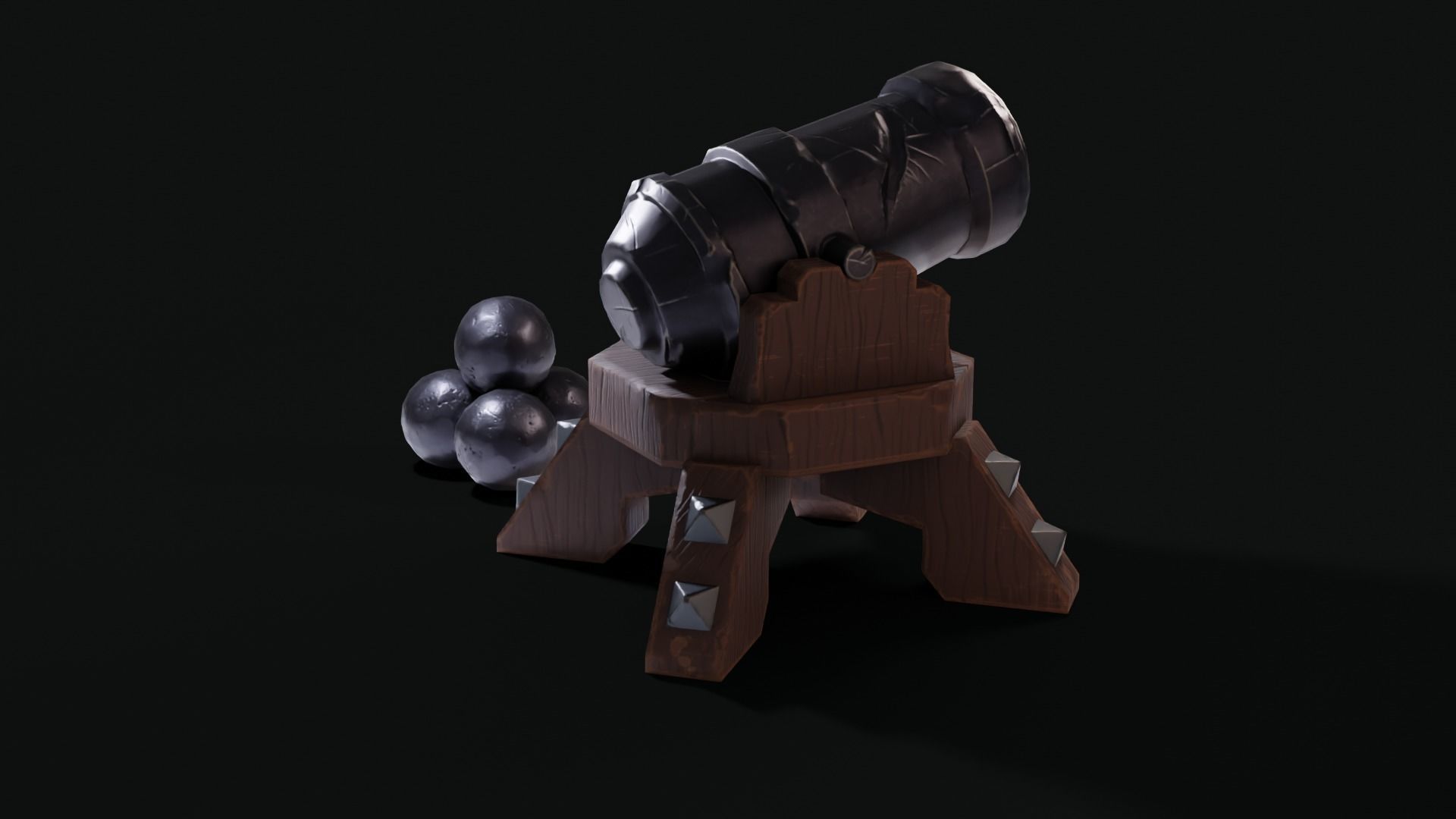 Stylized Cannon Low-poly 3D model_21