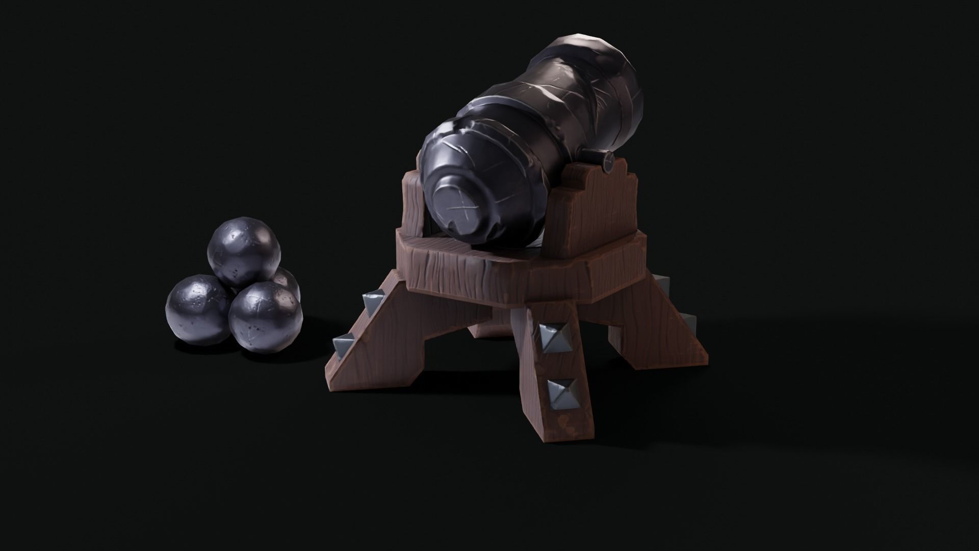 Stylized Cannon Low-poly 3D model_20