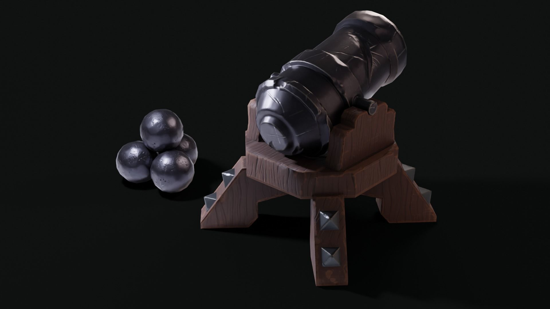 Stylized Cannon Low-poly 3D model_2