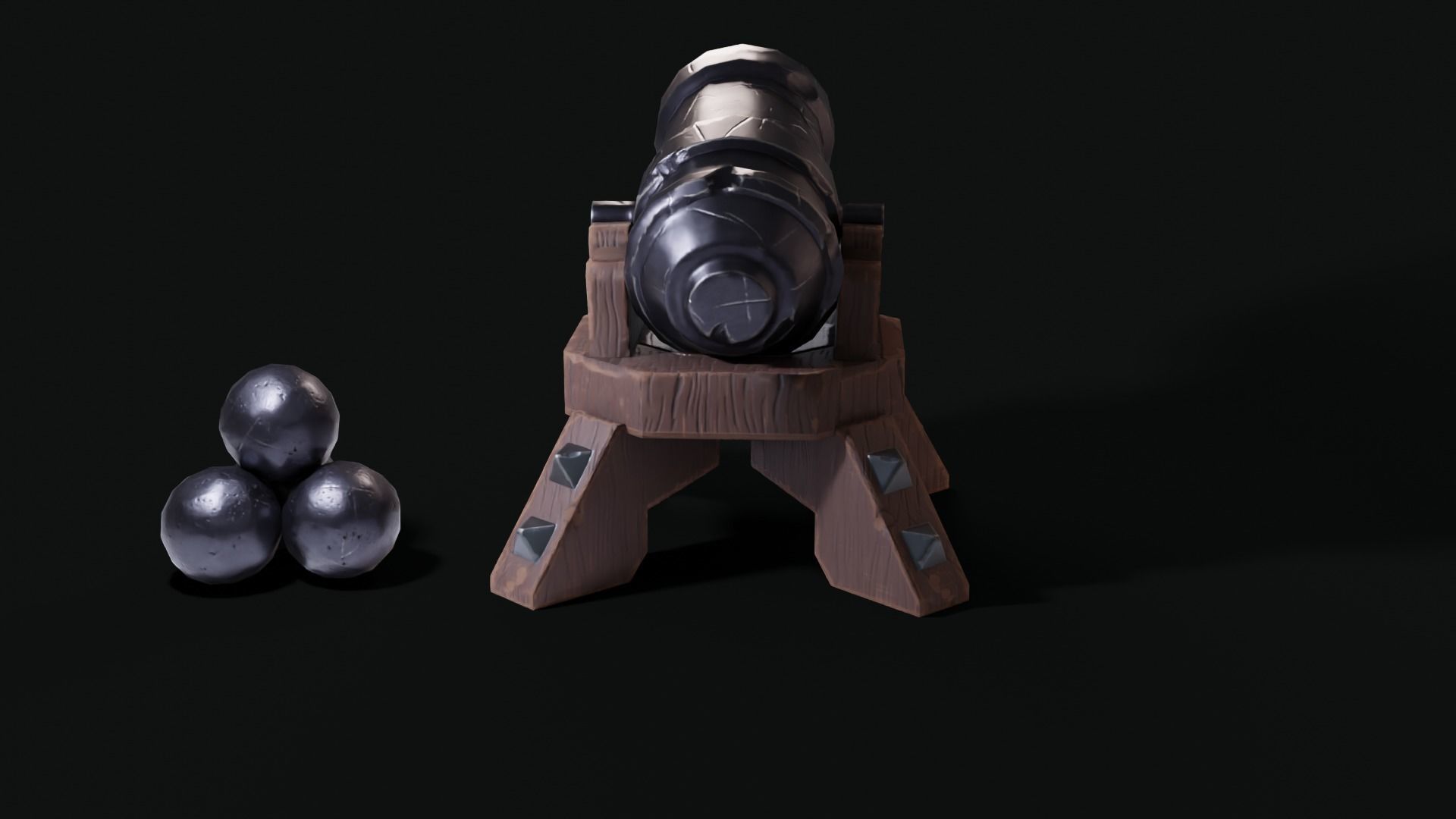 Stylized Cannon Low-poly 3D model_19