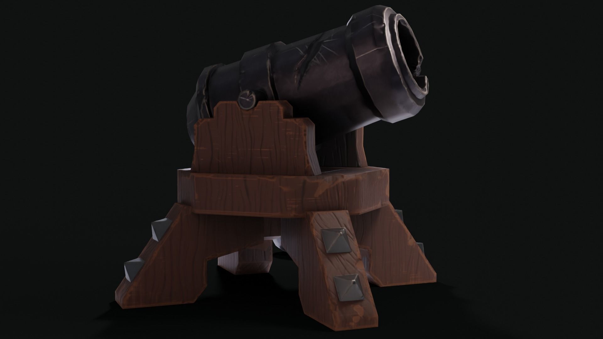 Stylized Cannon Low-poly 3D model_3