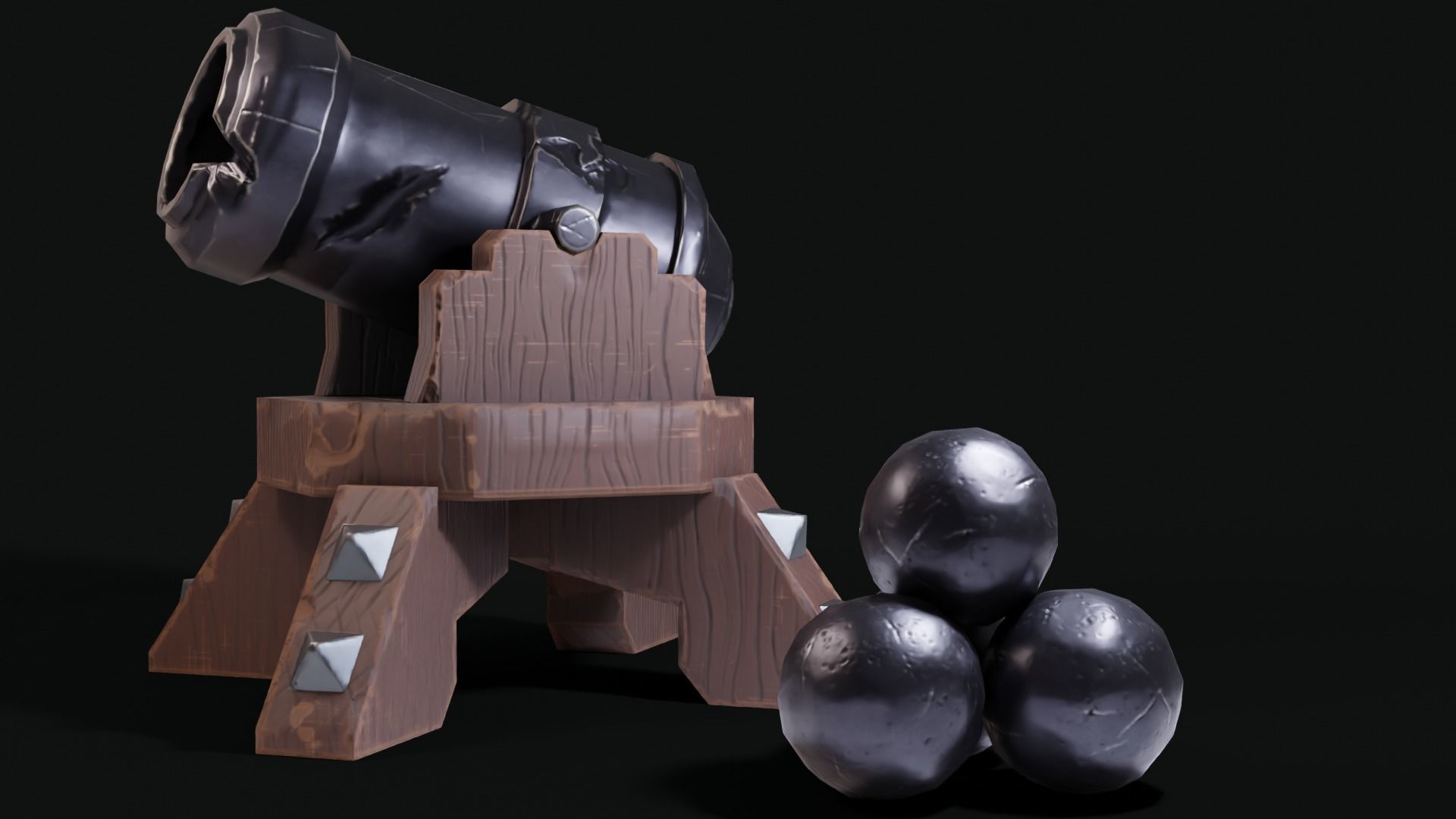 Stylized Cannon Low-poly 3D model_4