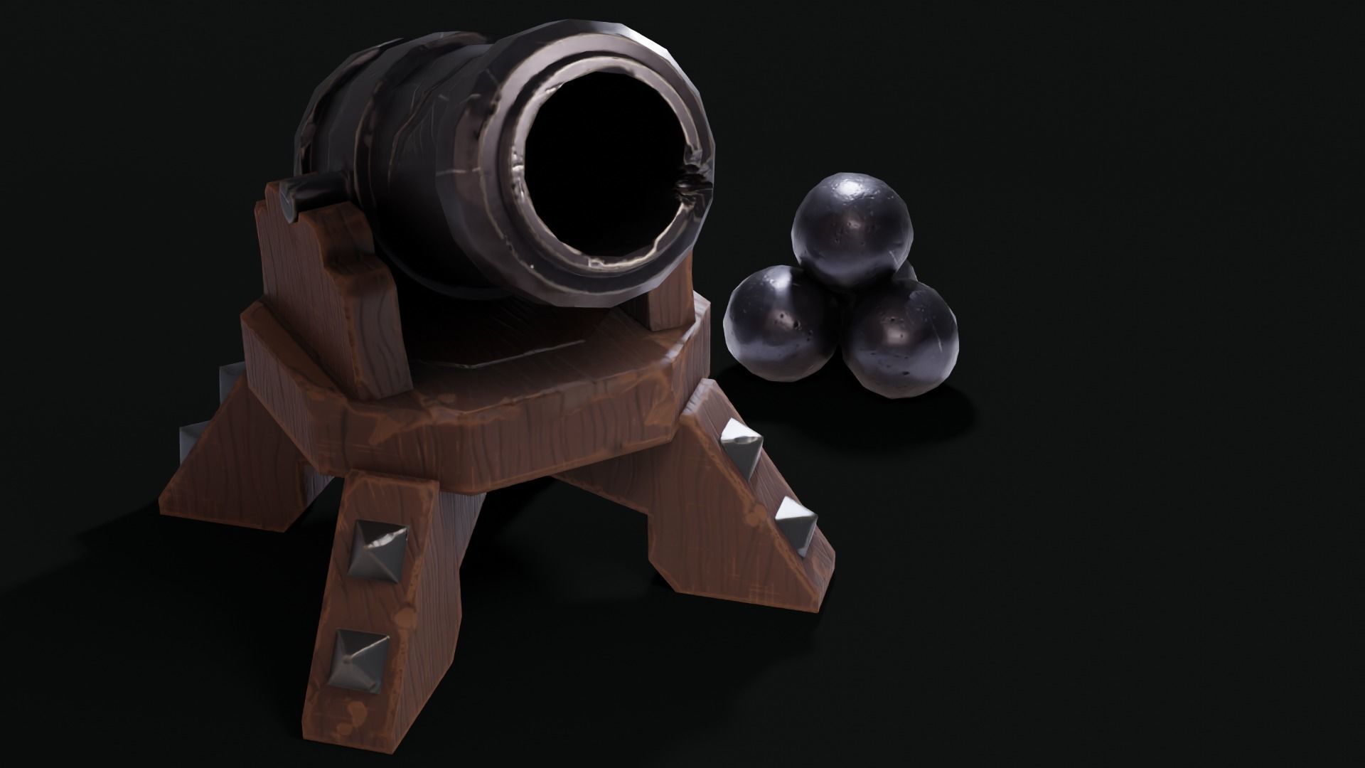 Stylized Cannon Low-poly 3D model_1