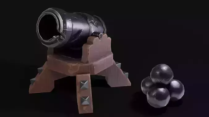 Stylized Cannon Low-poly 3D model