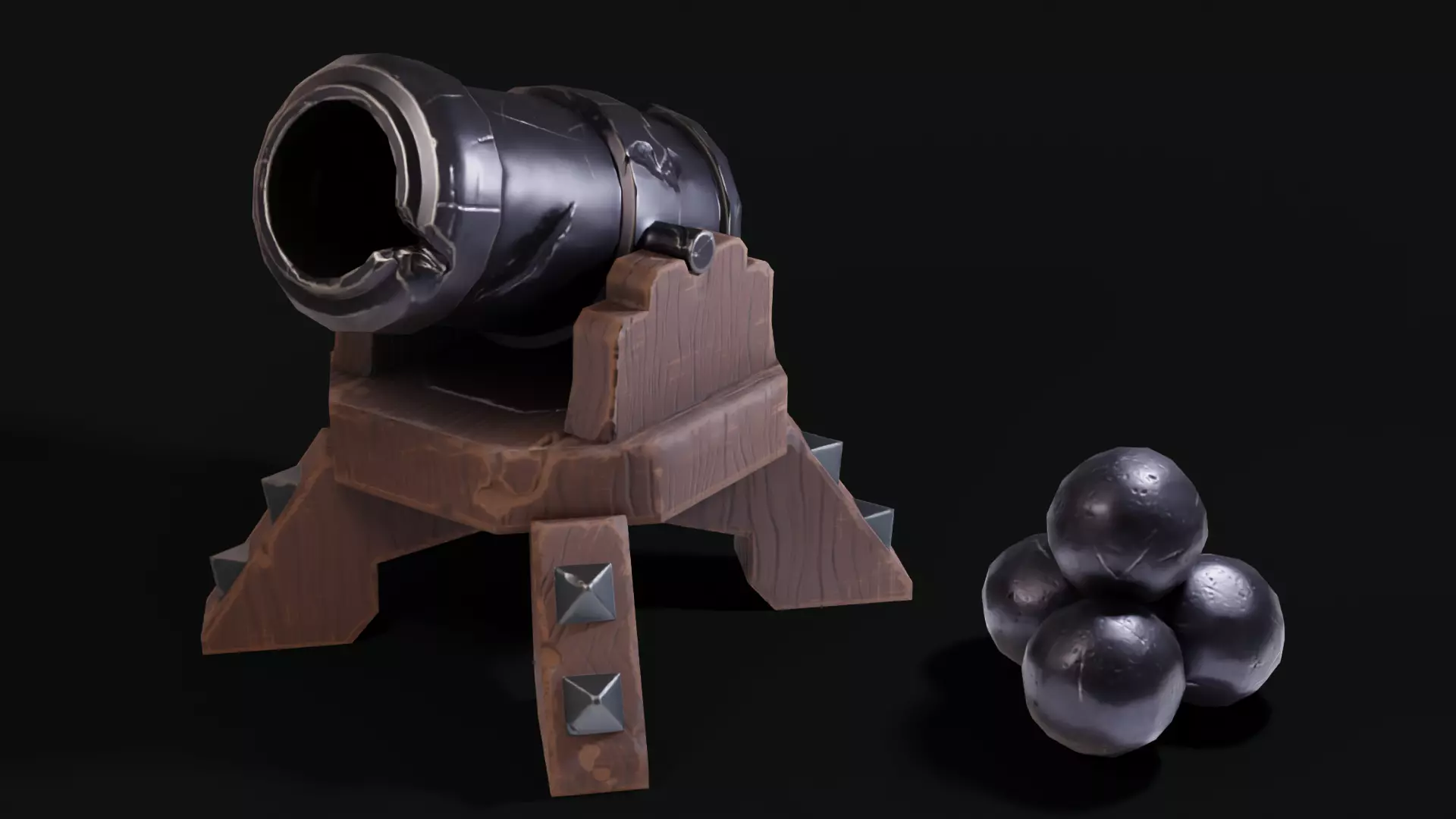 Stylized Cannon Low-poly 3D model_0