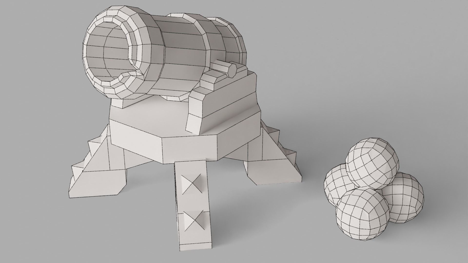 Stylized Cannon Low-poly 3D model_11