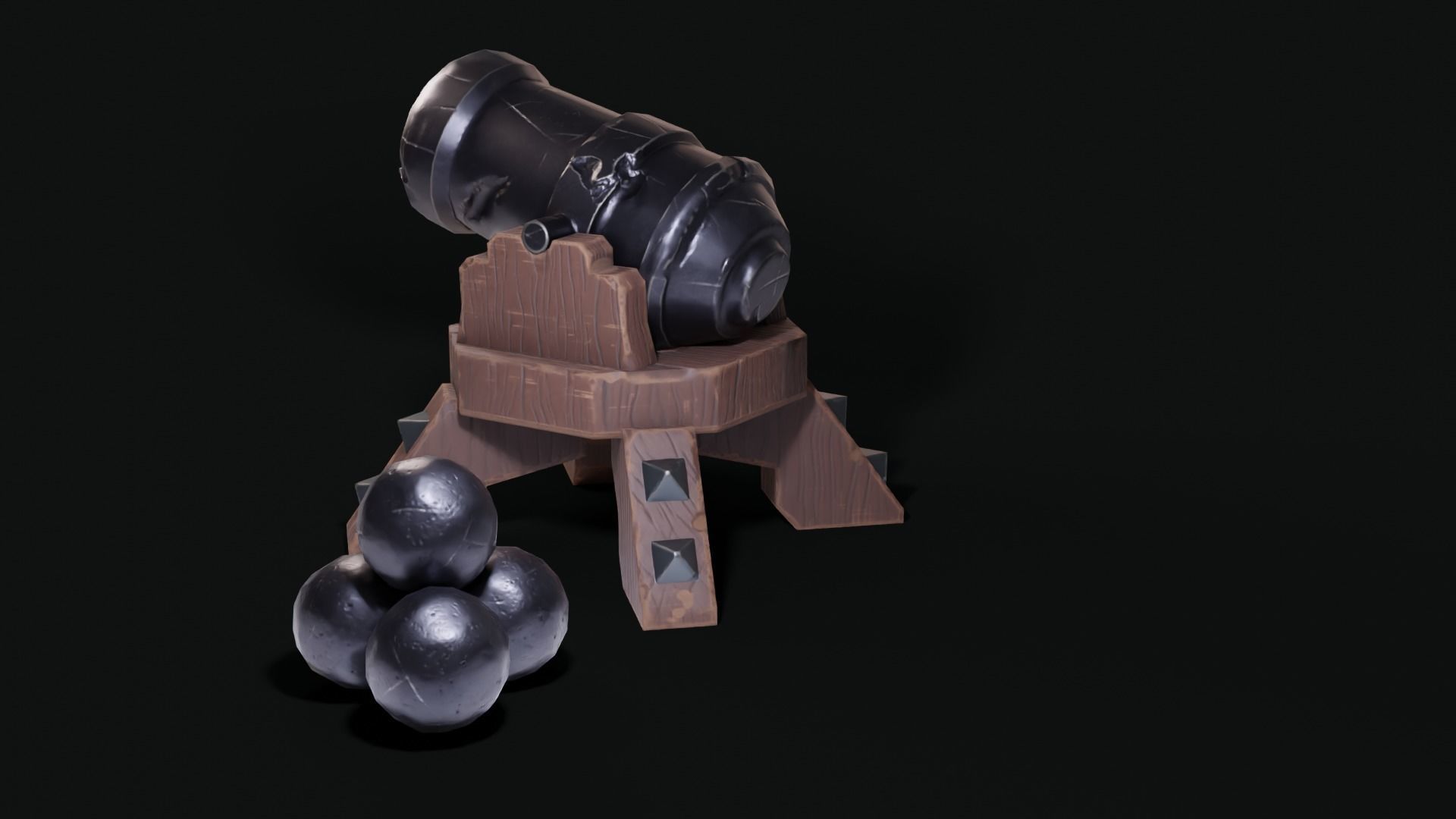 Stylized Cannon Low-poly 3D model_17