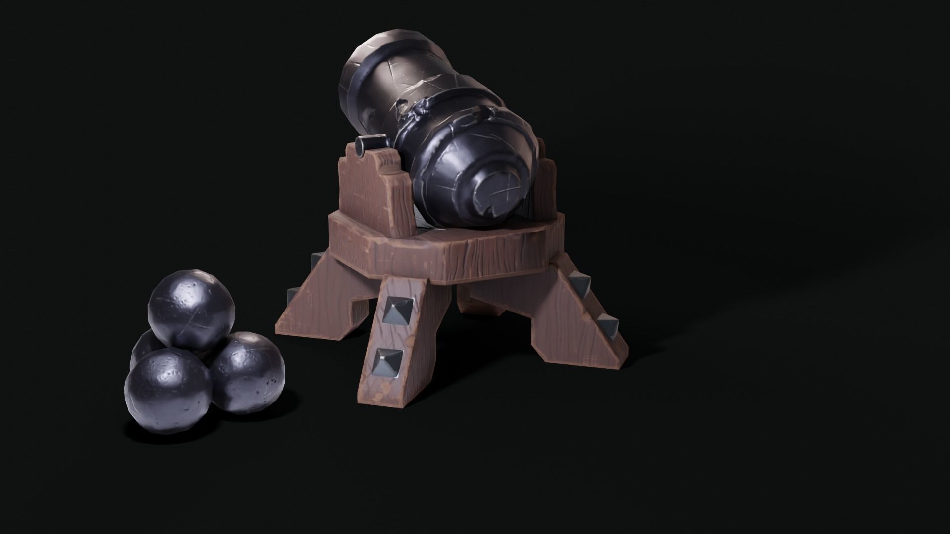 Stylized Cannon Low-poly 3D model_18