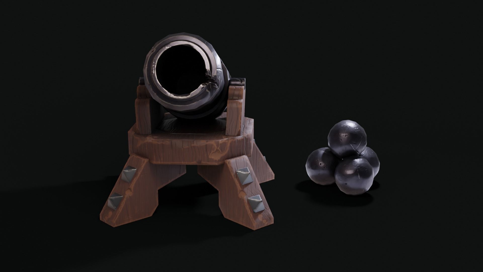 Stylized Cannon Low-poly 3D model_13