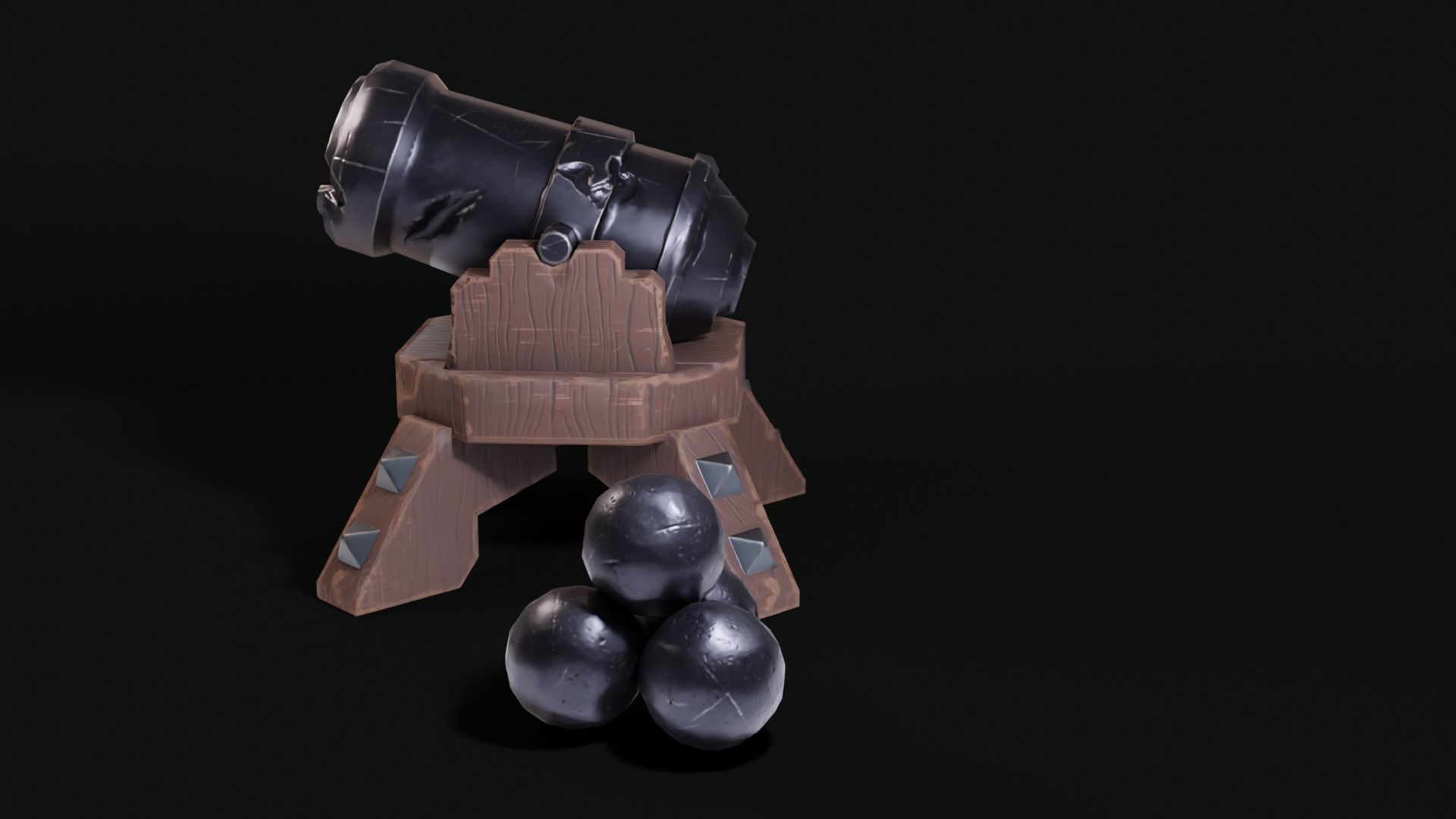 Stylized Cannon Low-poly 3D model_16