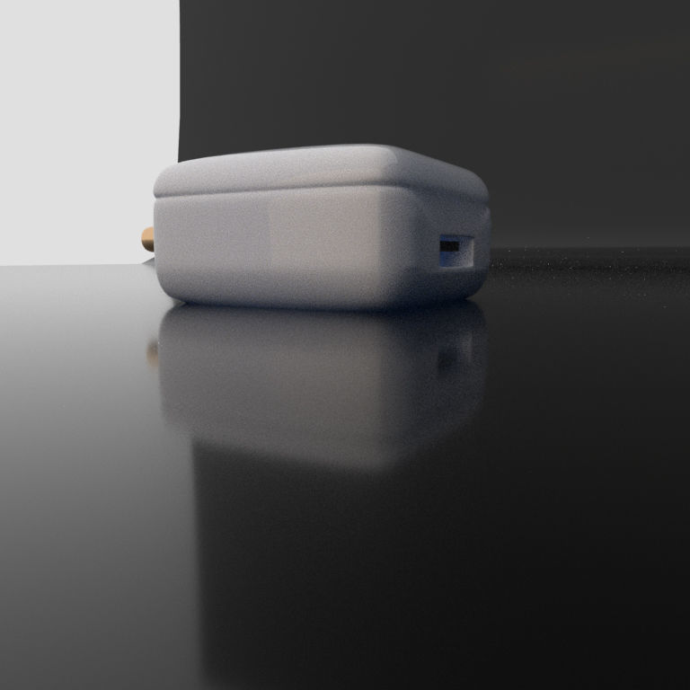 Phone Charger Brick with Wire Cable Low-poly 3D model_3