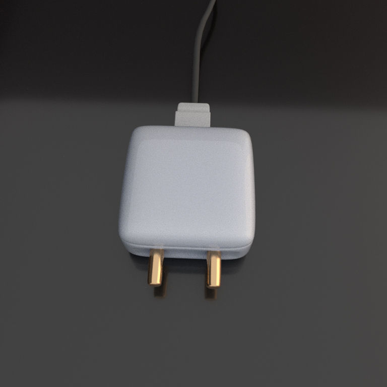 Phone Charger Brick with Wire Cable Low-poly 3D model_4