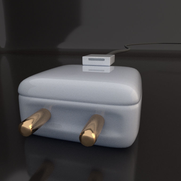 Phone Charger Brick with Wire Cable Low-poly 3D model_6