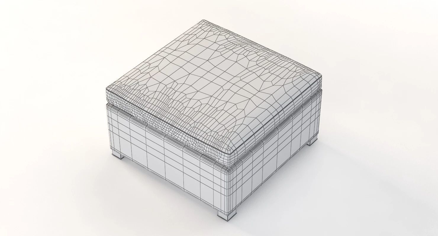 Cane Line Shape Footstool Ottoman 3D model_12