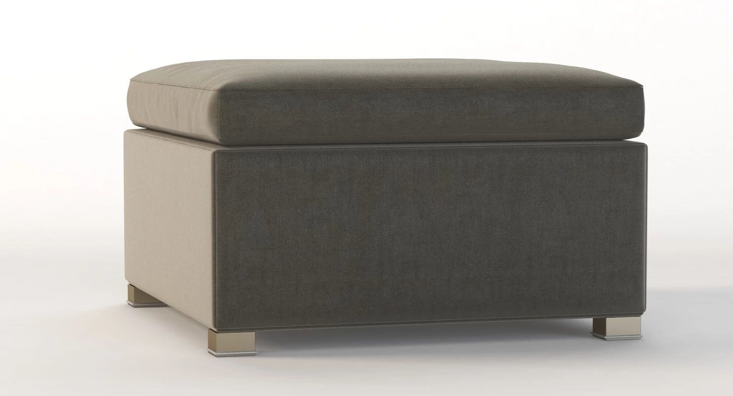 Cane Line Shape Footstool Ottoman 3D model_2