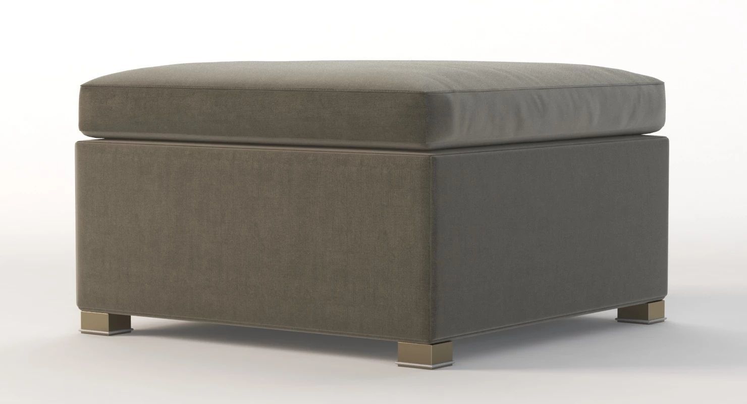 Cane Line Shape Footstool Ottoman 3D model_4