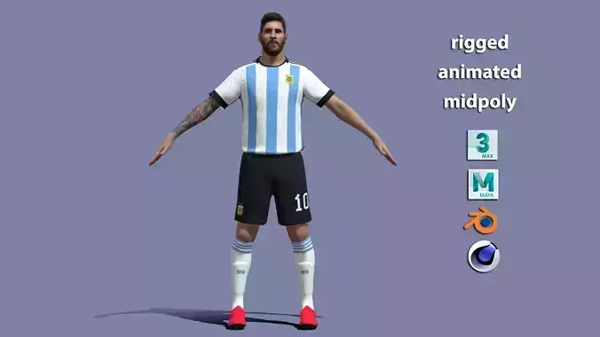 T-P Rigged Messi Argentina Worldcup 2022 3D model