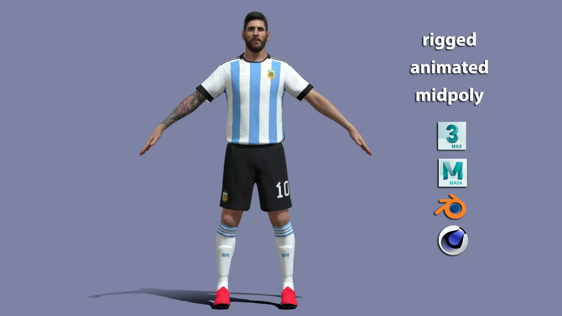T-P Rigged Messi Argentina Worldcup 2022 3D model_0