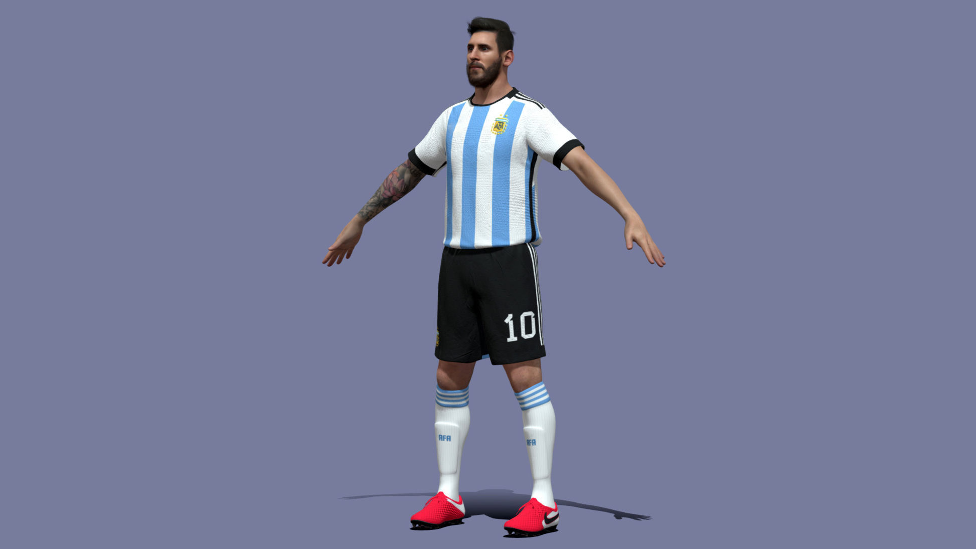 T-P Rigged Messi Argentina Worldcup 2022 3D model_2