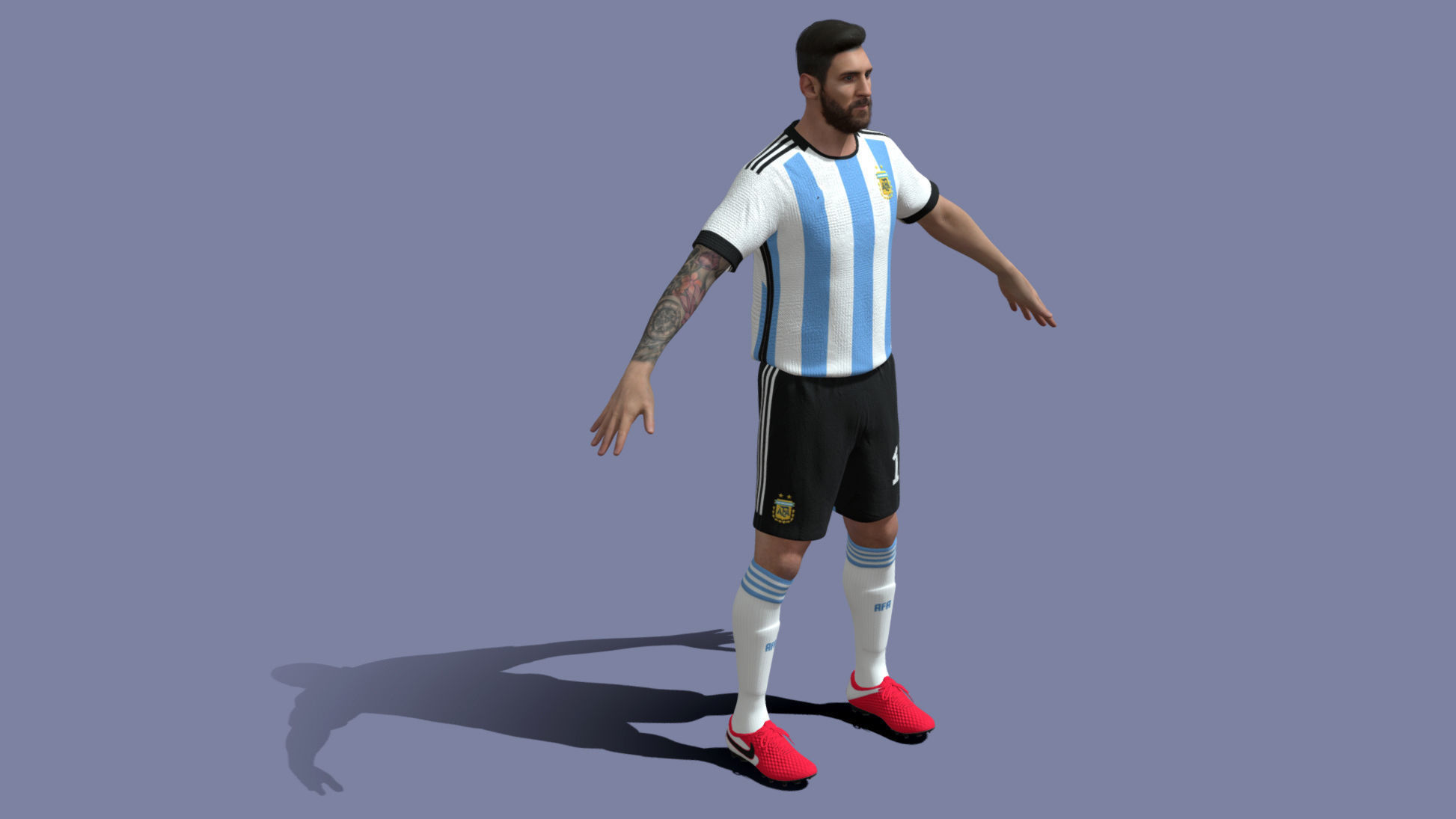 T-P Rigged Messi Argentina Worldcup 2022 3D model_4