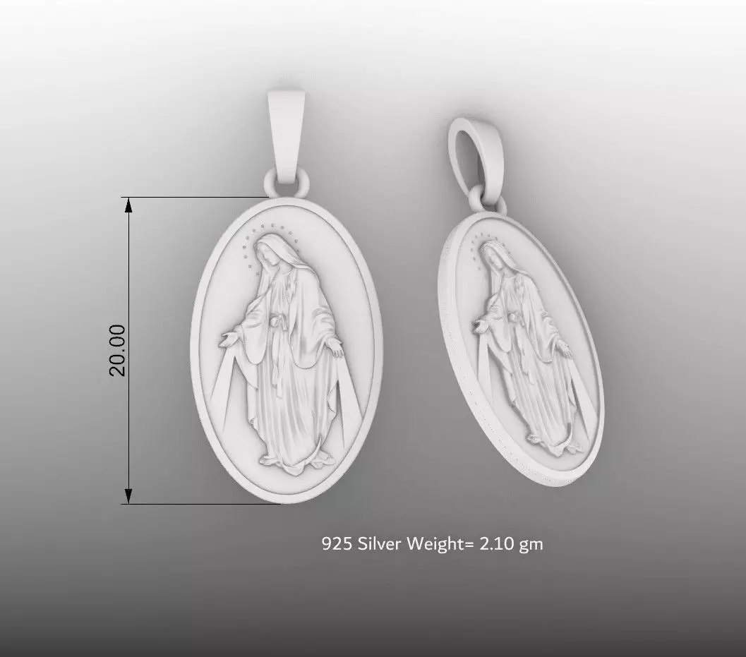 Blessed Mother Jewelry Pendant Design 3D print model