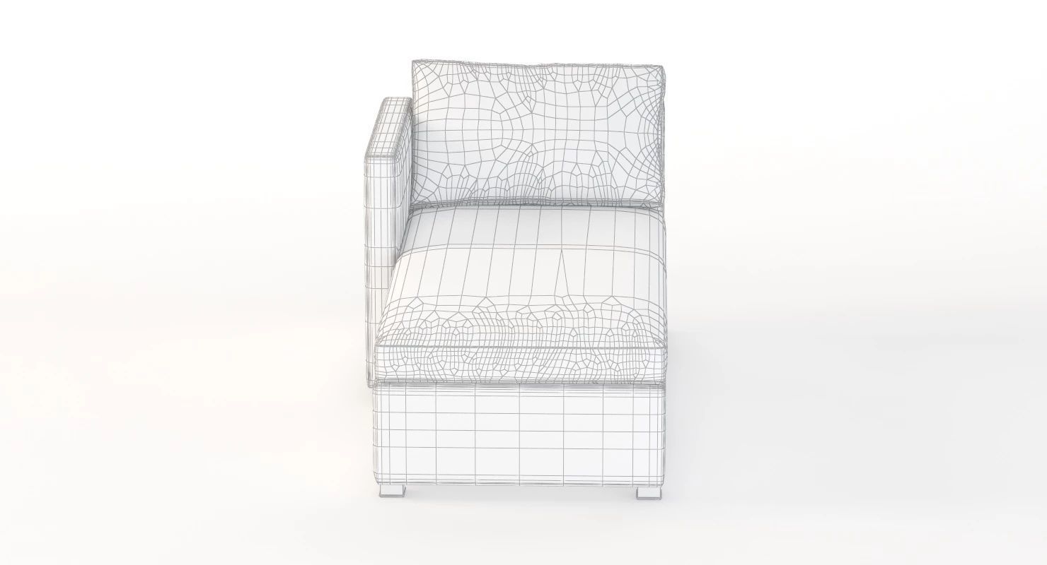 Cane Line Shape Sunbed Sectional Chaise Sofa Module 3D model_9