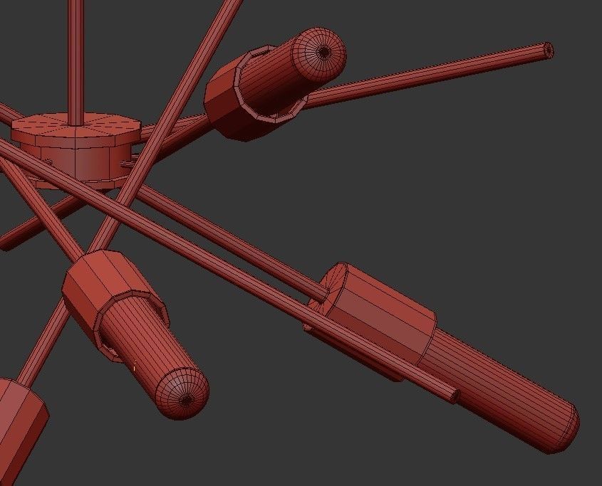 Astra 6 modern chandelier with brass and gold accents 3D model_1