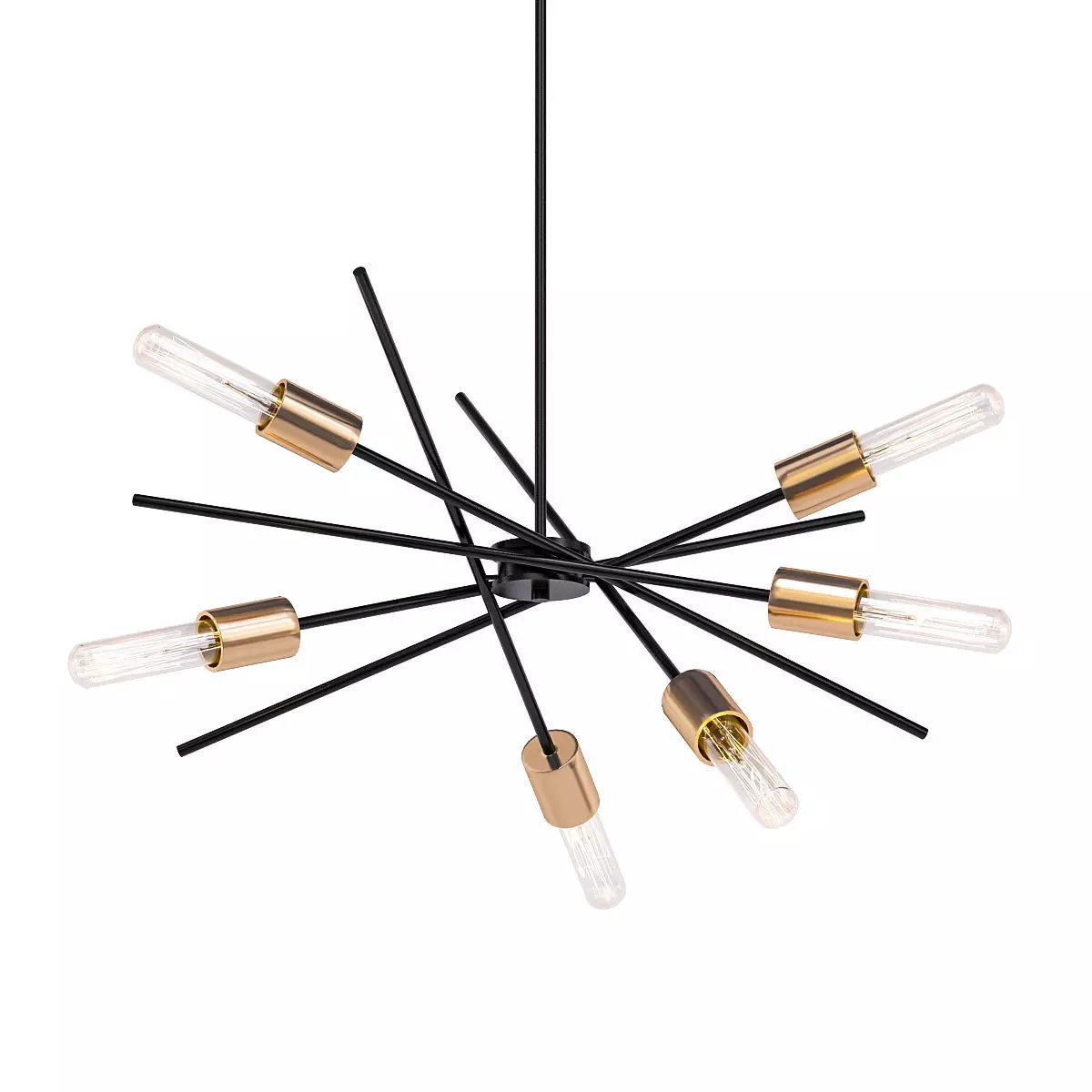 Astra 6 modern chandelier with brass and gold accents 3D model_0