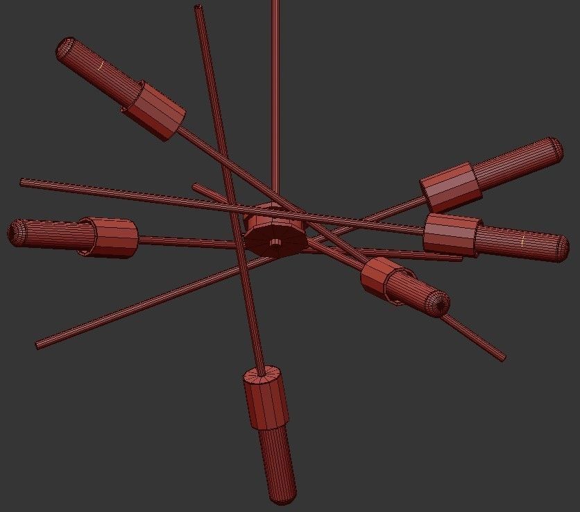 Astra 6 modern chandelier with brass and gold accents 3D model_3