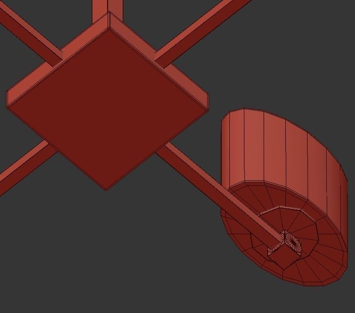 Tetra 4 four light chandelier with glass shades 3D model_2