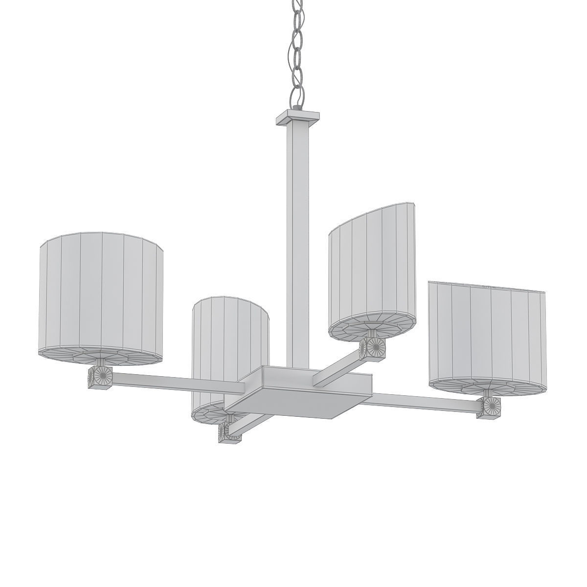 Tetra 4 four light chandelier with glass shades 3D model_4