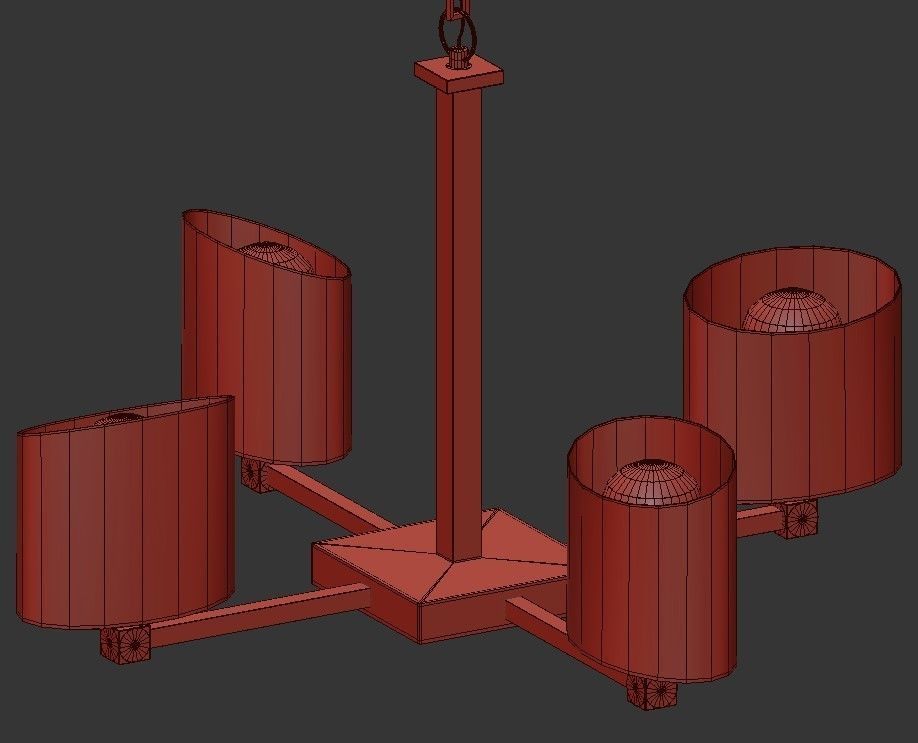 Tetra 4 four light chandelier with glass shades 3D model_3