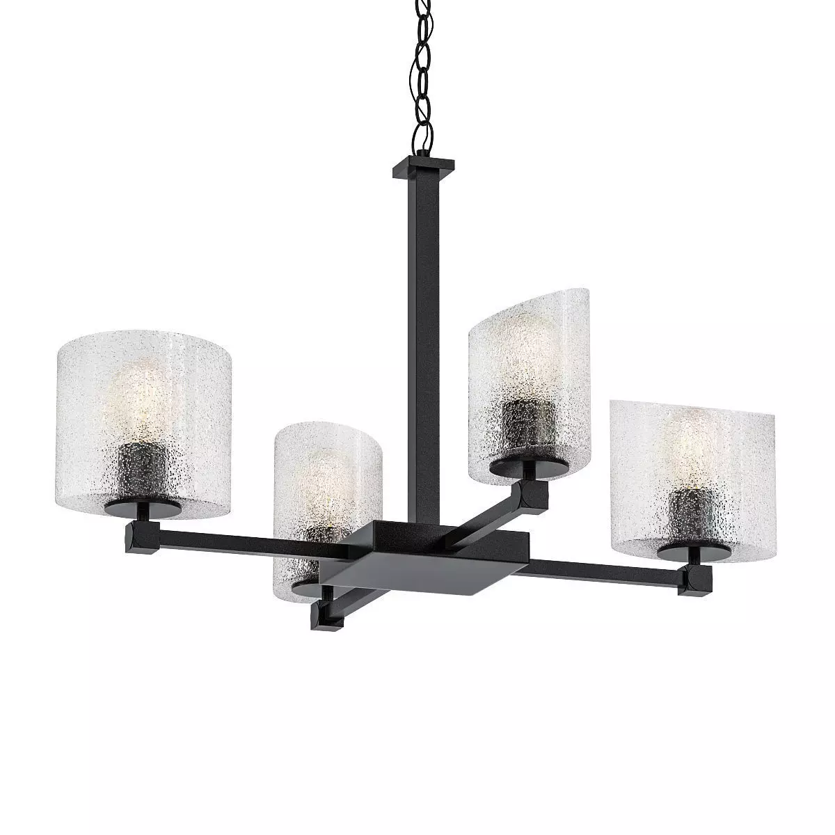 Tetra 4 four light chandelier with glass shades 3D model_0