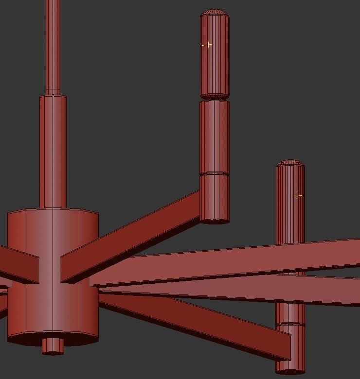 Erzo 8 brass chandelier with six lights 3D model_1