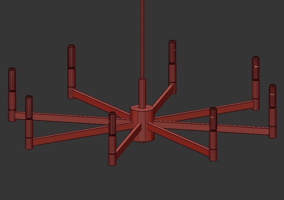 Erzo 8 brass chandelier with six lights 3D model_3