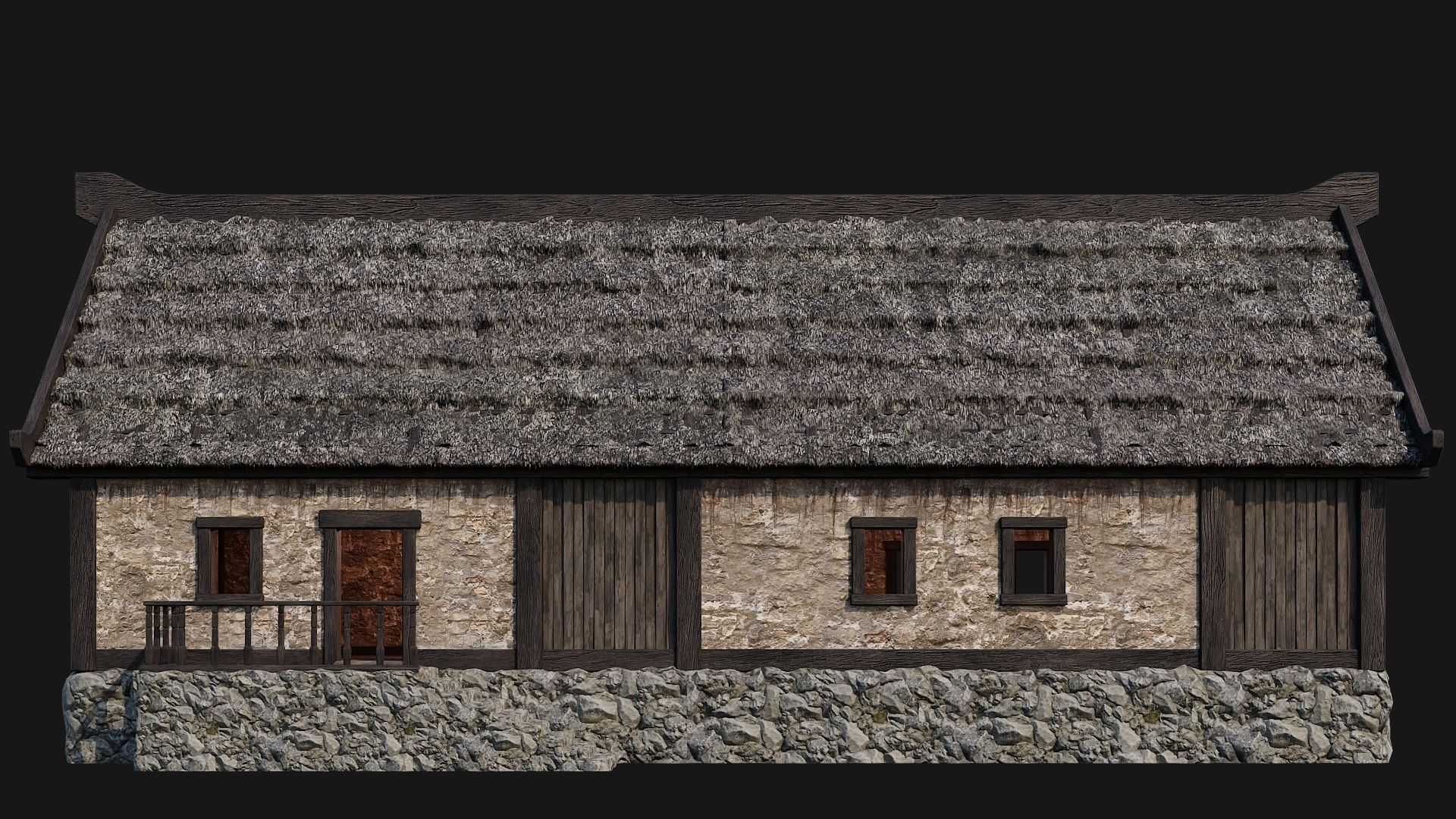 Old House Building 4K Textures GameReady 198 Low-poly 3D model_2