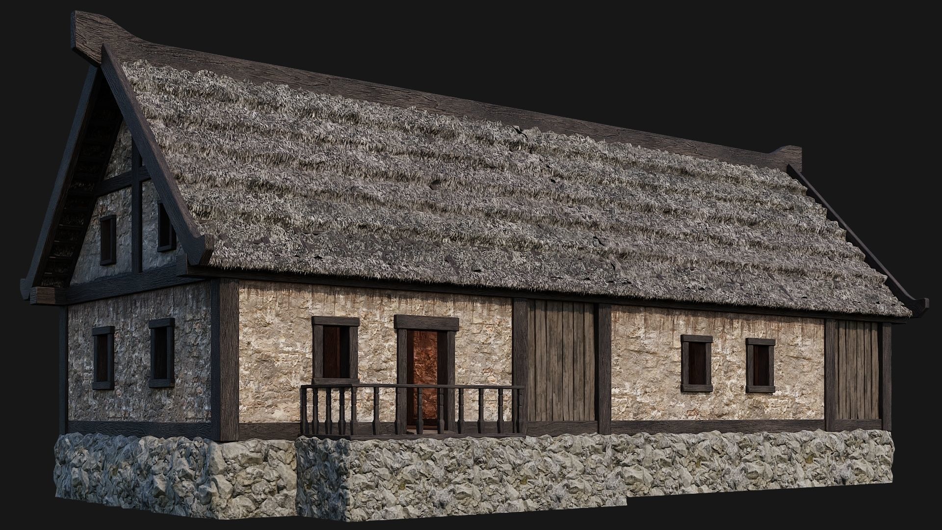 Old House Building 4K Textures GameReady 198 Low-poly 3D model_9