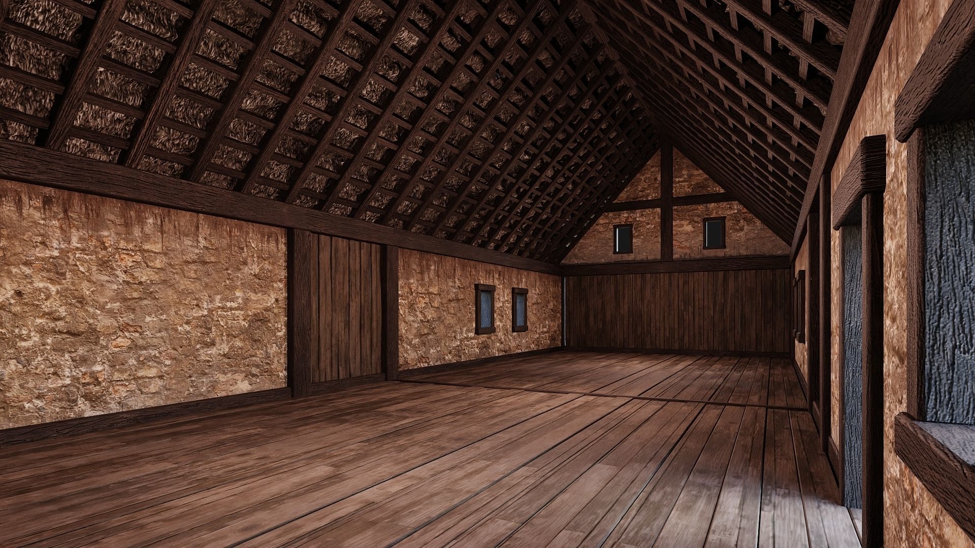 Old House Building 4K Textures GameReady 198 Low-poly 3D model_4