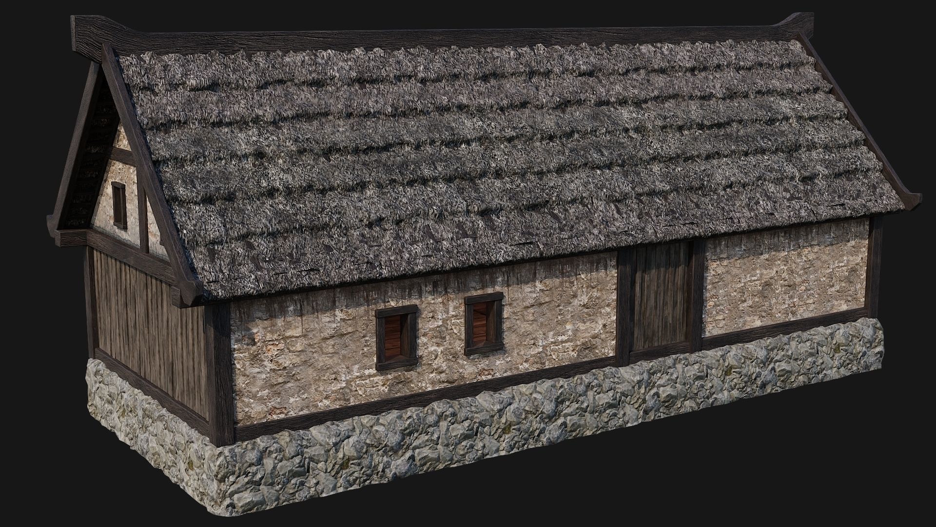 Old House Building 4K Textures GameReady 198 Low-poly 3D model_11