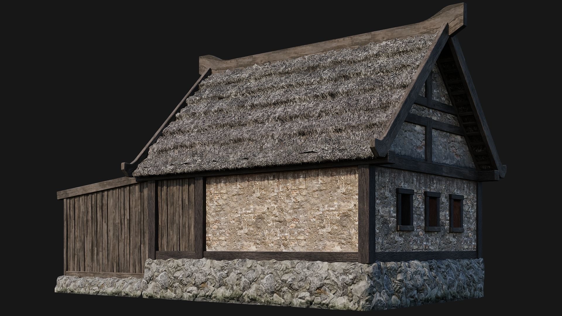 4 Old House Building Pack 4K Textures GameReady 197 to 200 Low-poly 3D model_35