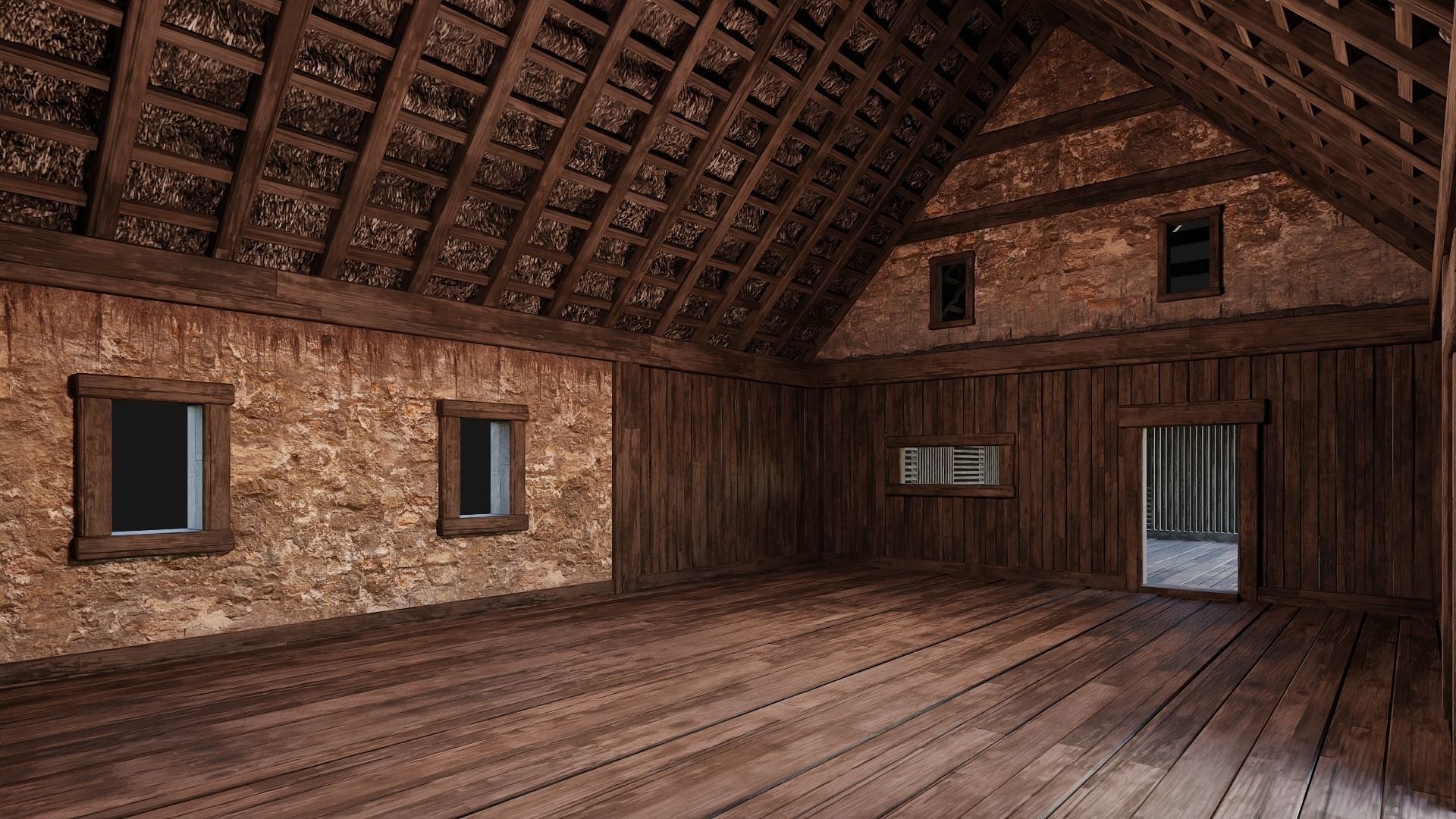 4 Old House Building Pack 4K Textures GameReady 197 to 200 Low-poly 3D model_43