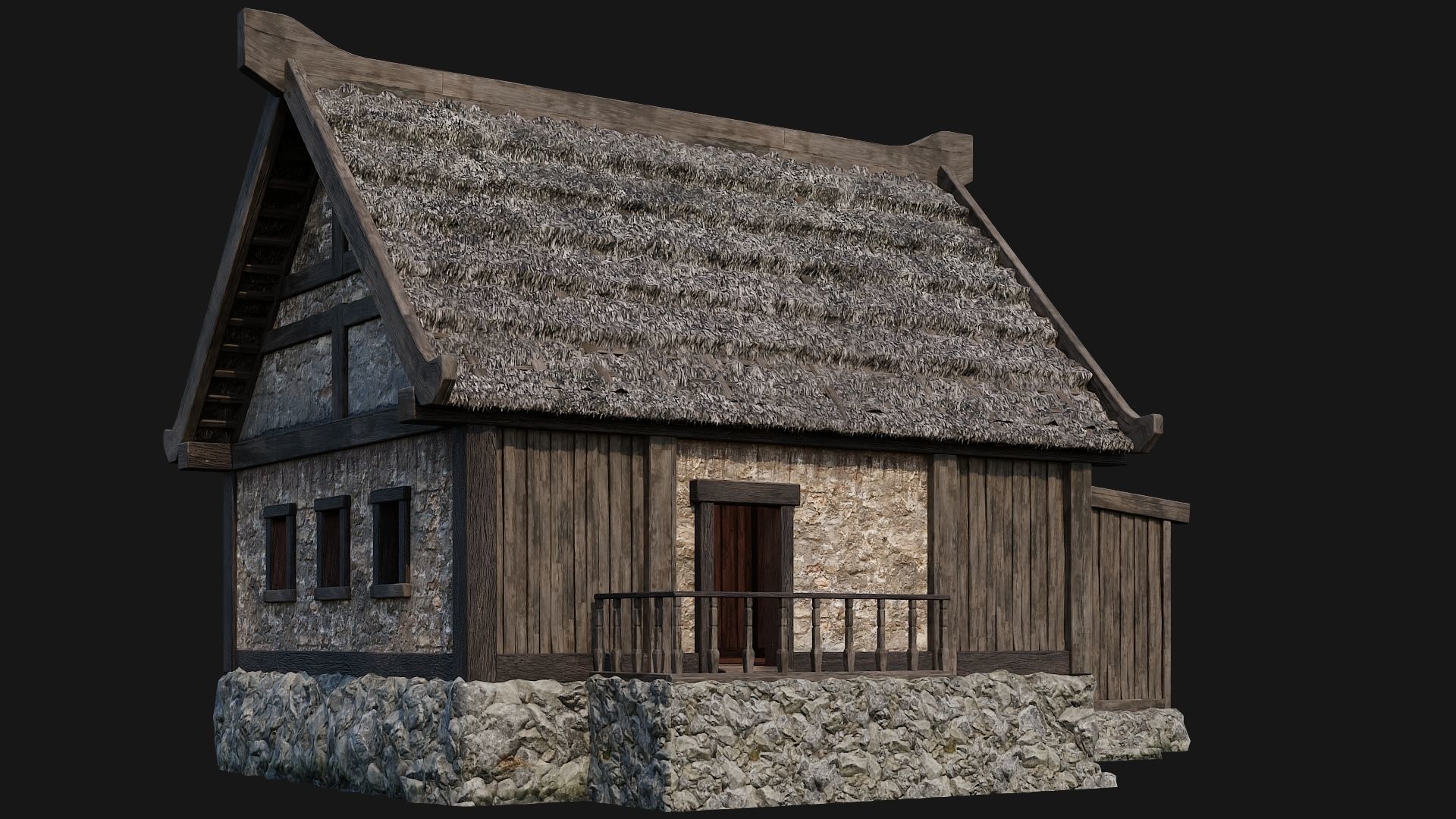 4 Old House Building Pack 4K Textures GameReady 197 to 200 Low-poly 3D model_36