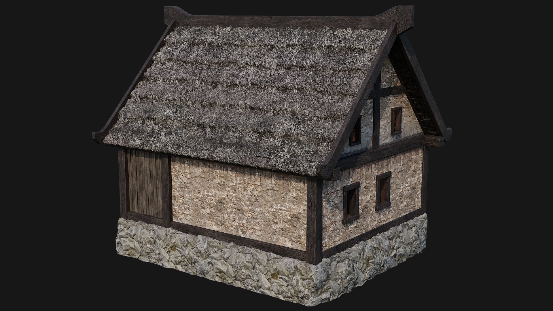 4 Old House Building Pack 4K Textures GameReady 197 to 200 Low-poly 3D model_19